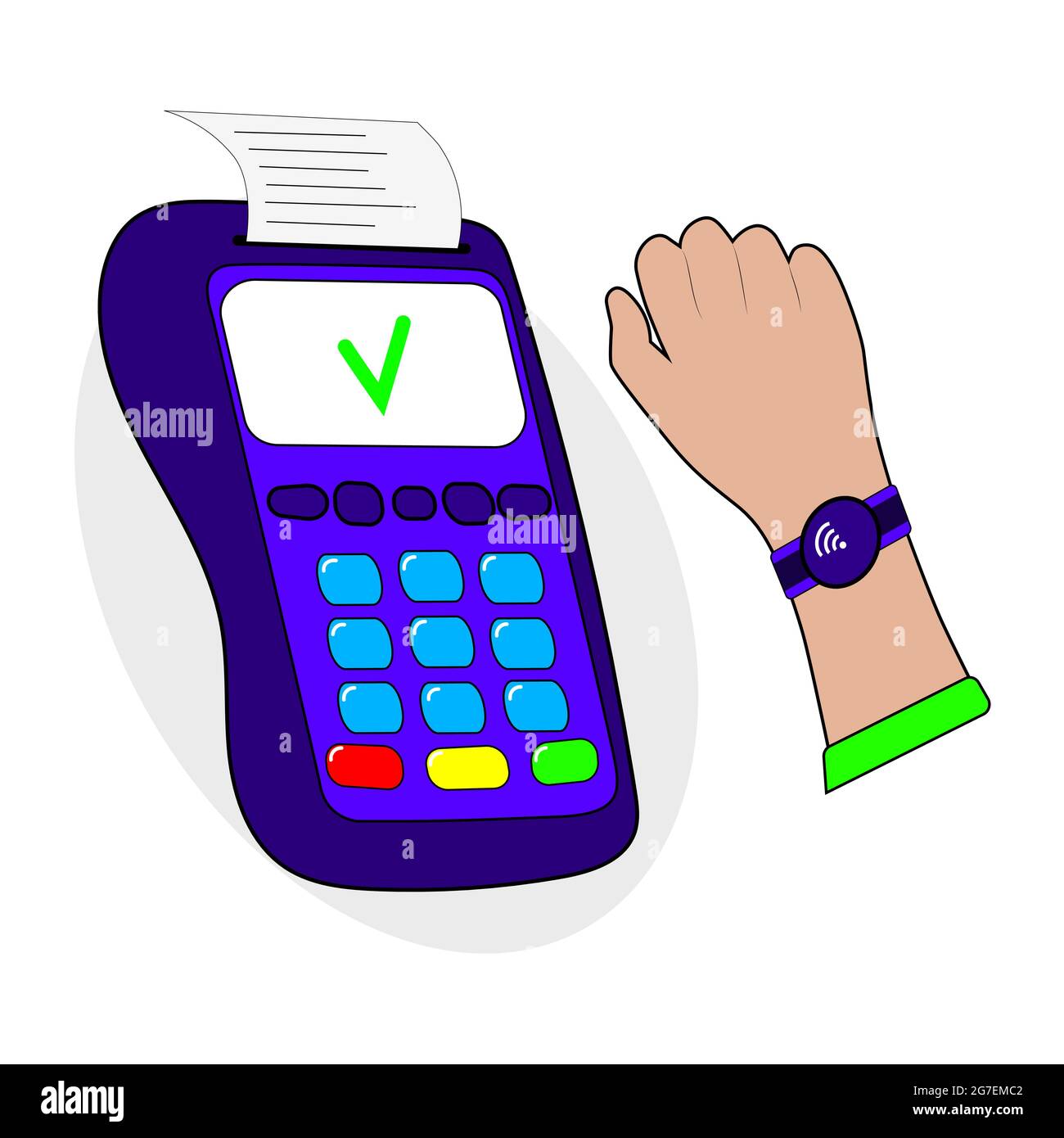 Contactless payment. Credit card. POS terminals, NFC technology. Vector Stock Vector