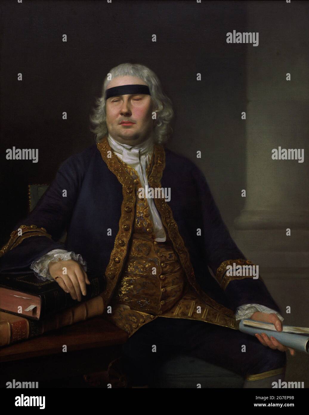 Sir John Fielding (1721-1780). British magistrate and social reformer, nicknamed the Blind Beak. Fielding was blinded in a navy accident at the age of 19. Portrait by Nathaniel Hone (1718-1784). Oil on canvas (124,5x 100,3 cm), 1762. National Portrait Gallery. London, England, United Kingdom. Stock Photo