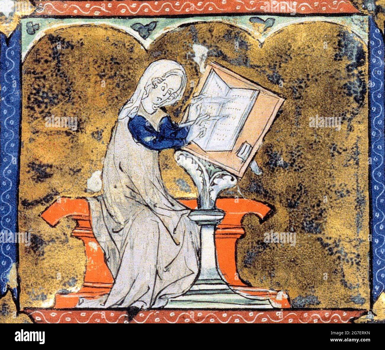 Marie of France, from an illuminated manuscript, circa 1300 Stock Photo