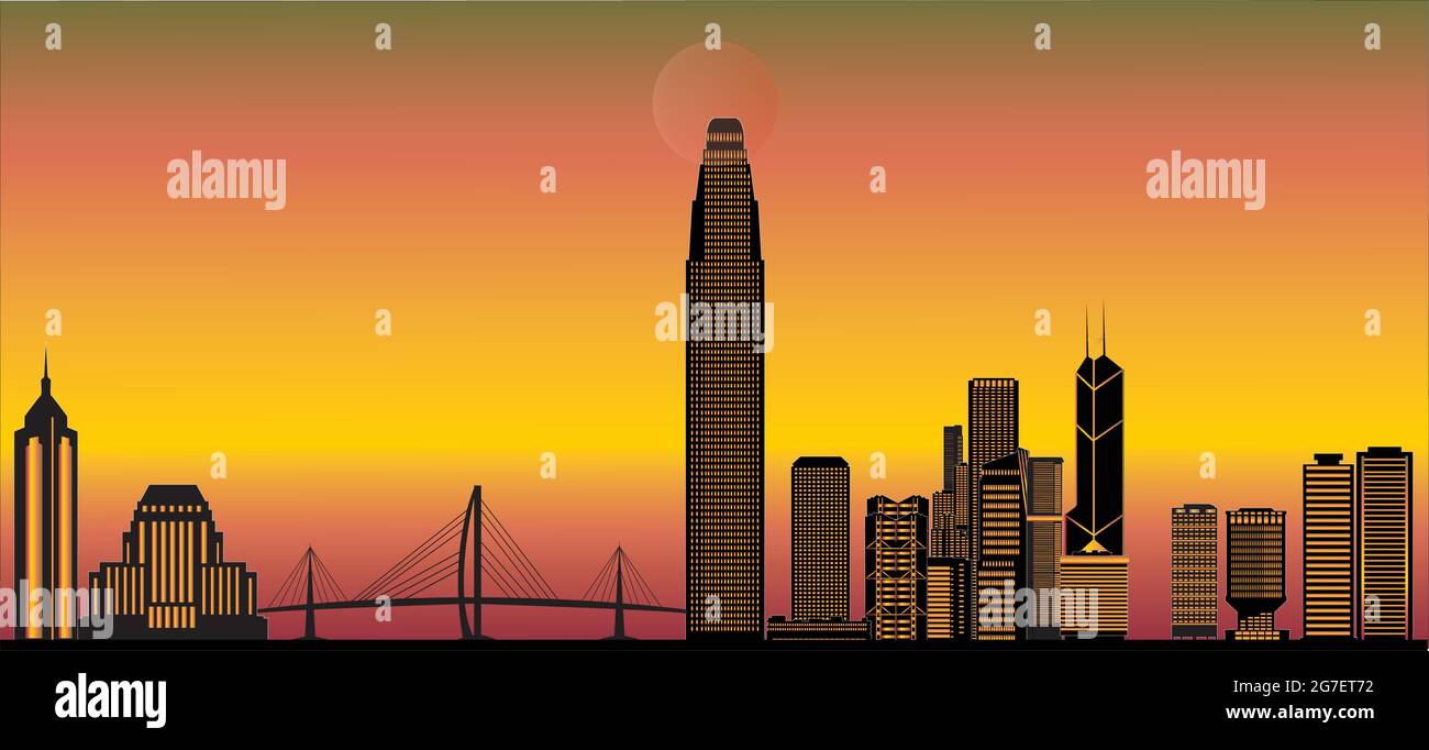 Houston skyline sunrise Stock Vector Images - Alamy