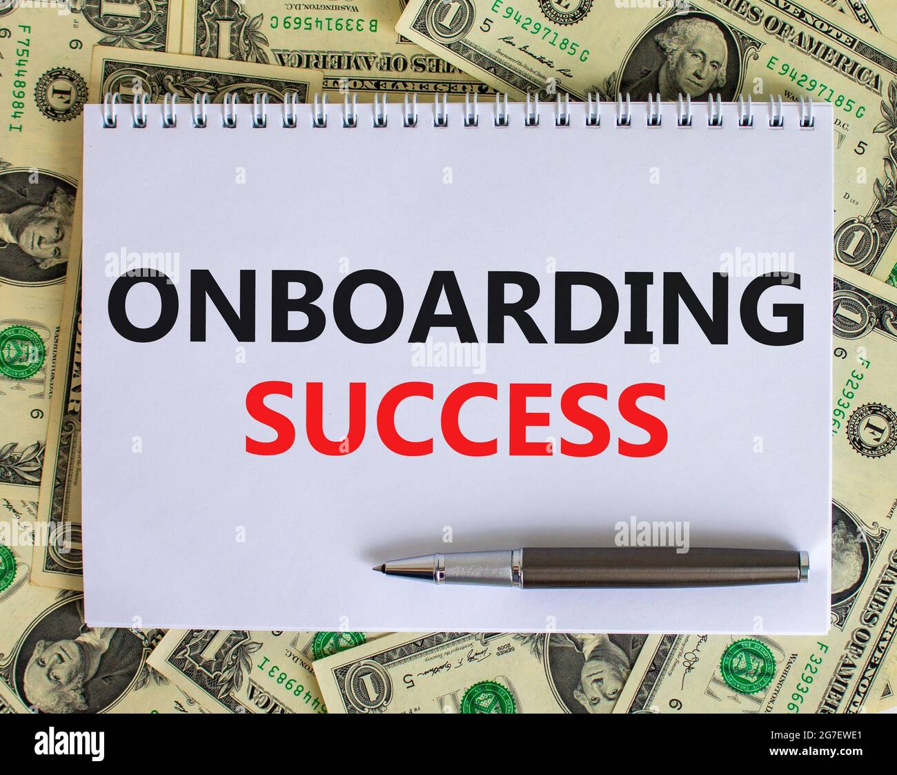 Onboarding success symbol. The word 'Onboarding success' on white note ...