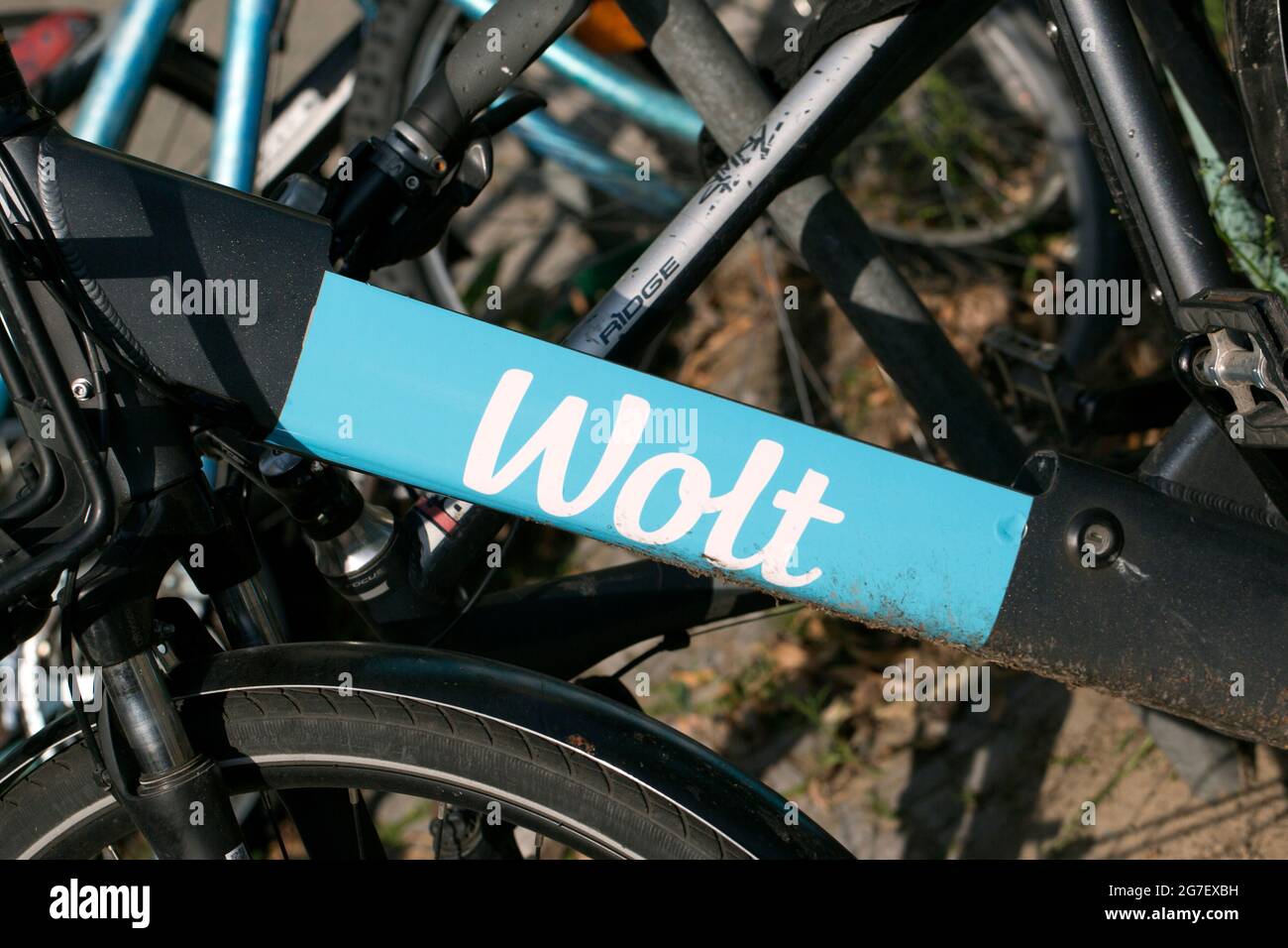 Bike of Wolt, Berlin, Germany Stock Photo