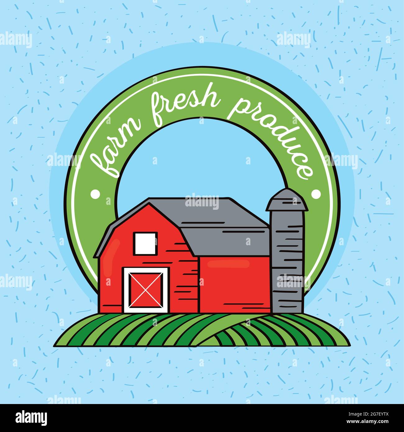 fresh farm product emblem with stable Stock Vector Image & Art - Alamy