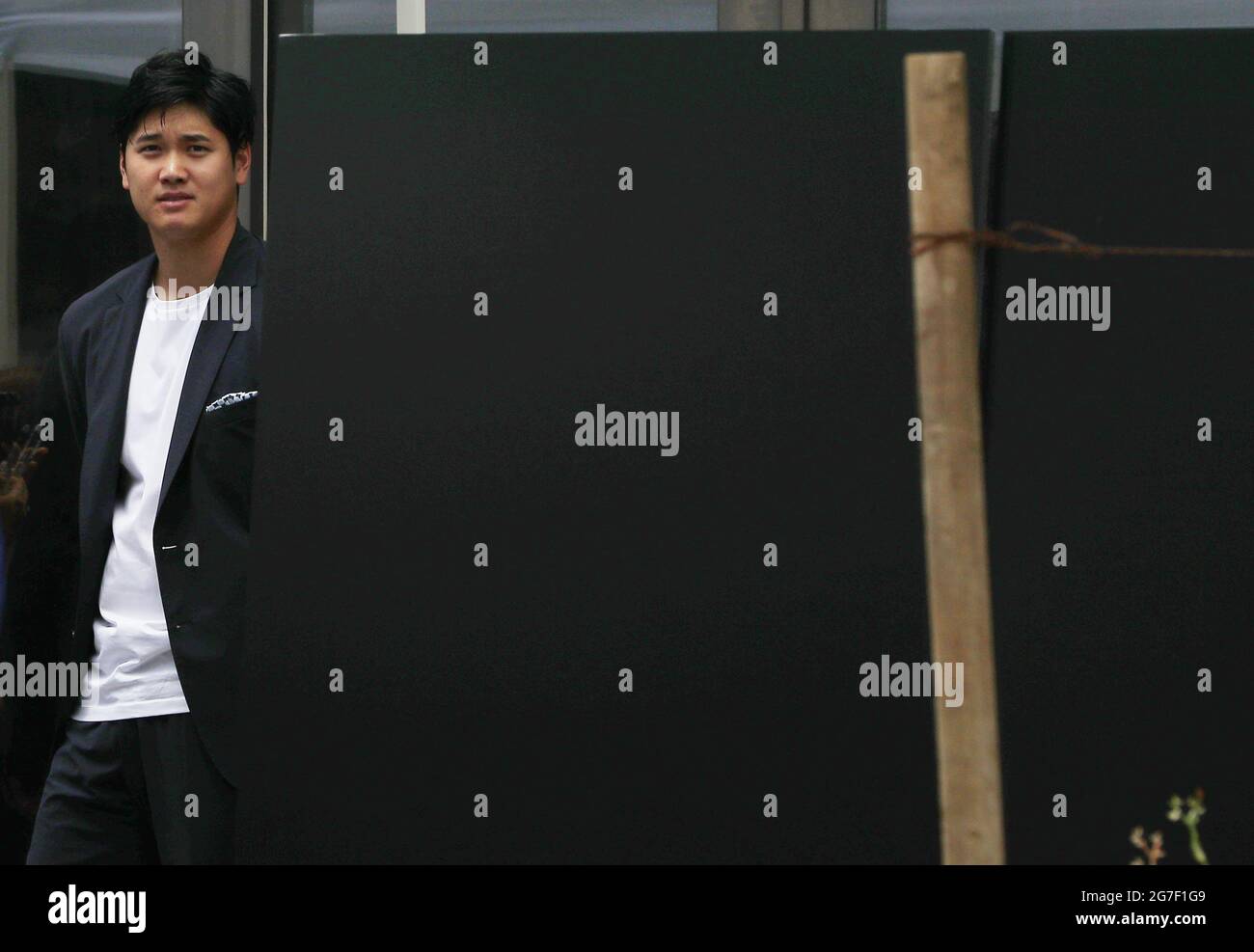 Denver, United States. 13th July, 2021. Los Angeles Angels Shohei Ohtani  waits to participate in the MLB All-Star Red Carpet Show at Coors Field in  Denver, Colorado, on Tuesday, July 13, 2021.