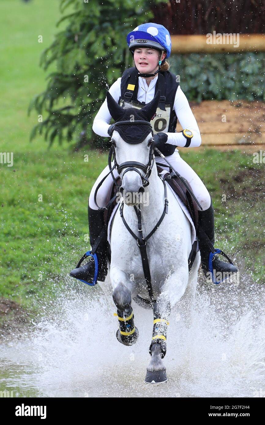 MARLBOROUGH, UK. JULY 10TH. Izzy Wright riding Menlo Amy during PT Section M Cross Country event at the Barbury Castle International Horse Trials, Marlborough, Wiltshire, UK on Saturday 10th July 2021. (Credit: Jon Bromley | MI News) Stock Photo