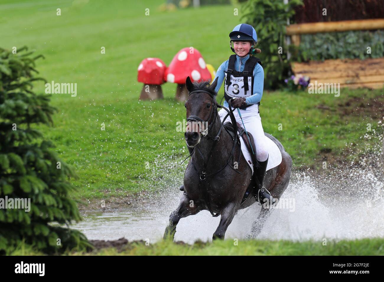 MARLBOROUGH, UK. JULY 10TH. Alexandra Horne riding Burley Morse during PT Section M Cross Country event at the Barbury Castle International Horse Trials, Marlborough, Wiltshire, UK on Saturday 10th July 2021. (Credit: Jon Bromley | MI News) Stock Photo