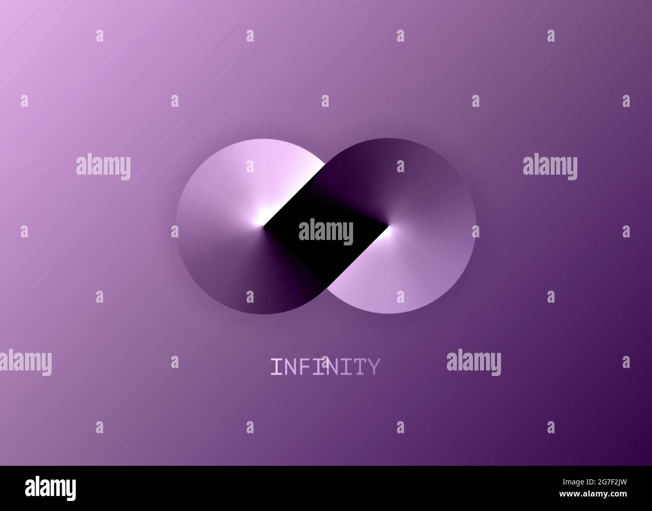 infinity business logo Template for your design. Eternity concept in metallic gradient color, abstract metallic sign violet spectrum icon, Metal loop Stock Vector