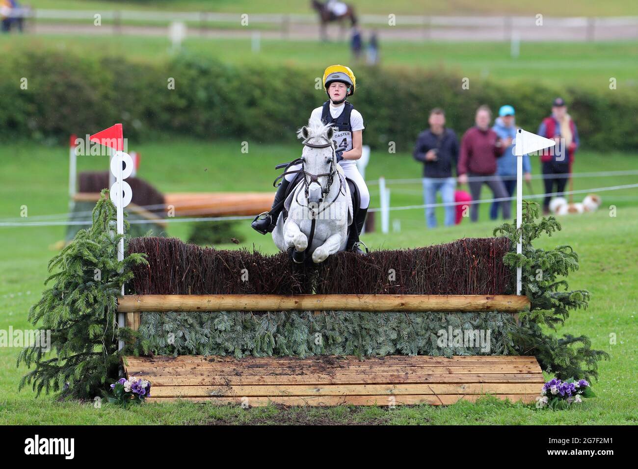 MARLBOROUGH, UK. JULY 10TH. Gemma Watts riding Renkum Bombadier during PT Section M Cross Country event at the Barbury Castle International Horse Trials, Marlborough, Wiltshire, UK on Saturday 10th July 2021. (Credit: Jon Bromley | MI News) Stock Photo
