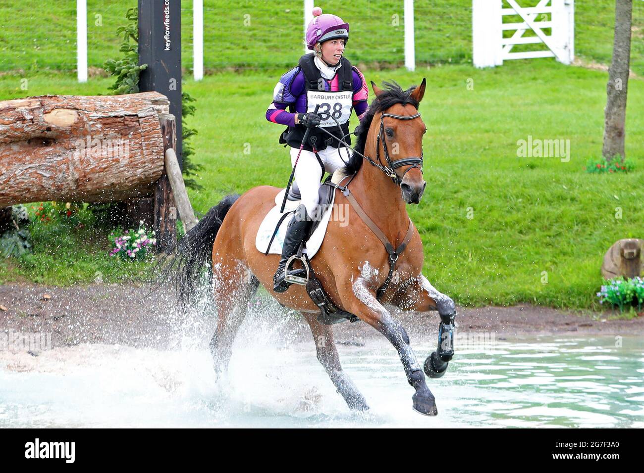 MARLBOROUGH, UK. JULY 11TH. Ginny Howe riding Trendy Captain Clover during 4* Cross Country event at the Barbury Castle International Horse Trials, Marlborough, Wiltshire, UK on Sunday 11th July 2021. (Credit: Jon Bromley | MI News) Credit: MI News & Sport /Alamy Live News Stock Photo