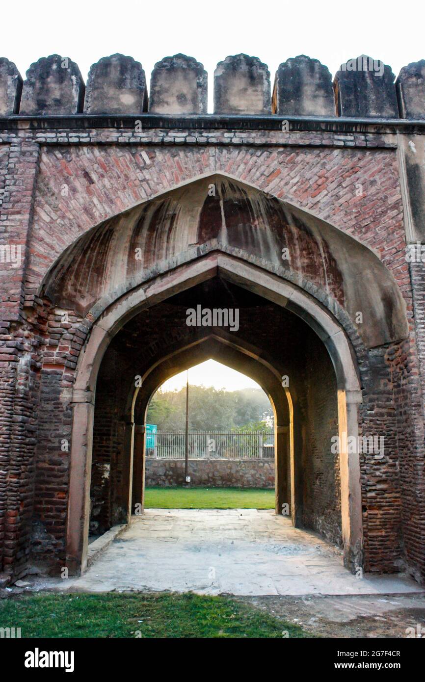 Vertical shot of the ancient Kashmere Gate or Kashmiri in Delhi Stock Photo