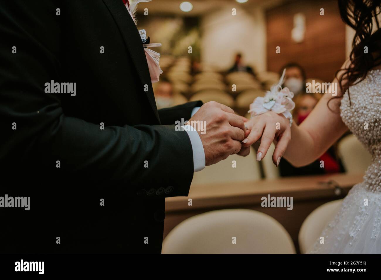 wedding day bride and groom photoshooting Stock Photo