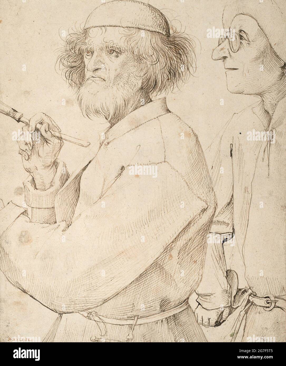 Pieter Bruegel the Elder - The Painter and the Buyer, 1566 - thought to be a self portrait of Pieter Brueghel the Elder Stock Photo