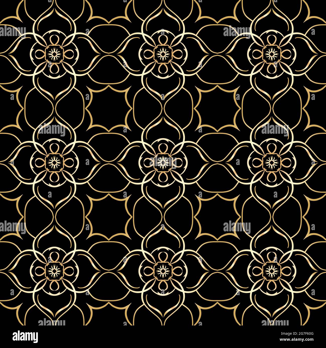 Gold Repeat Pattern Illustration of gold geometrical repeat patterns on a black background ...
