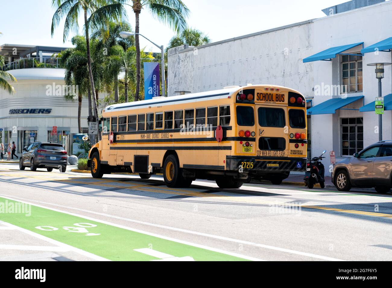 Los Angeles, California USA April 14, 2021 school bus of miami dade