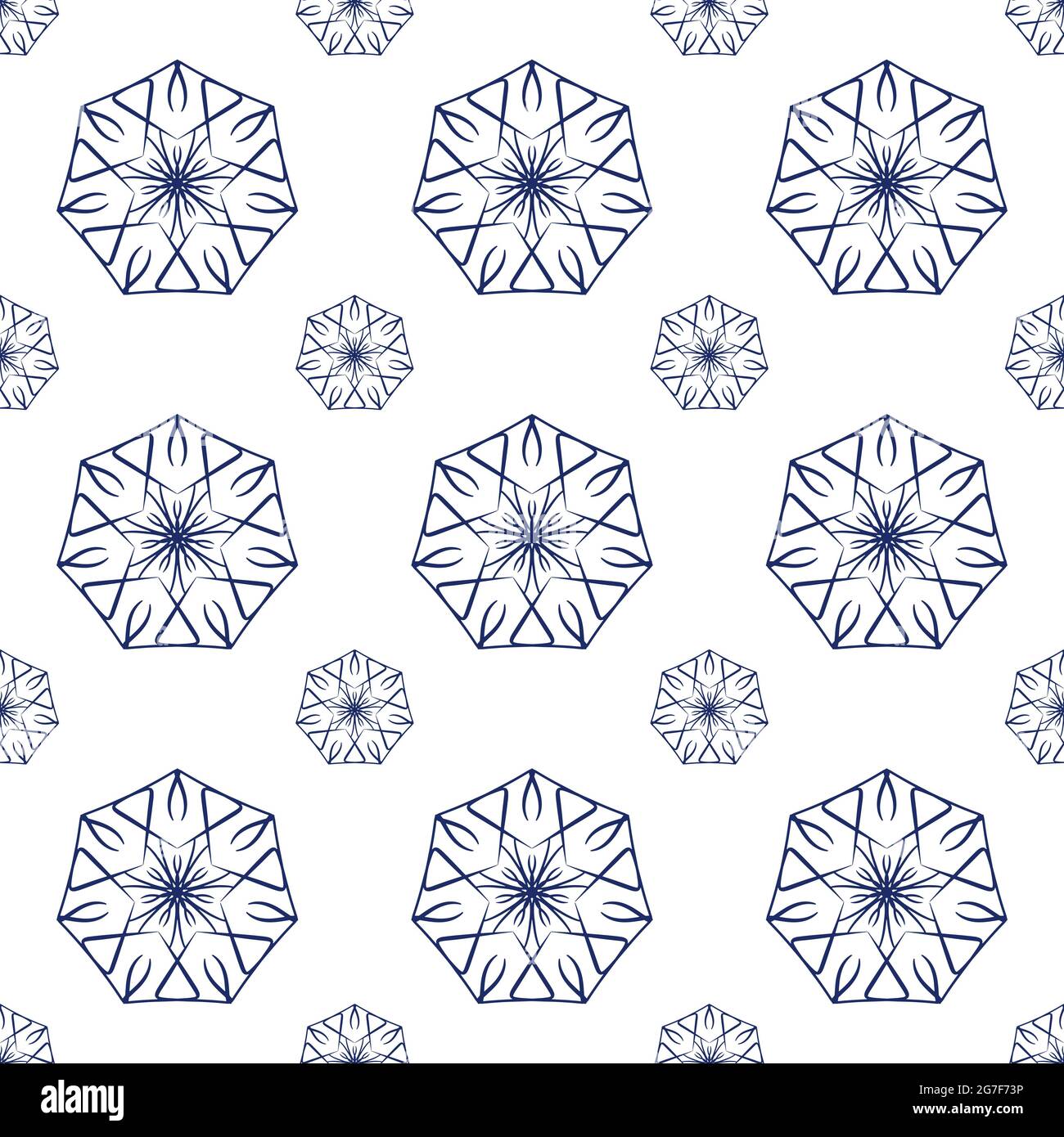 2D illustration wallpaper with a seamless pattern of blue geometric ...