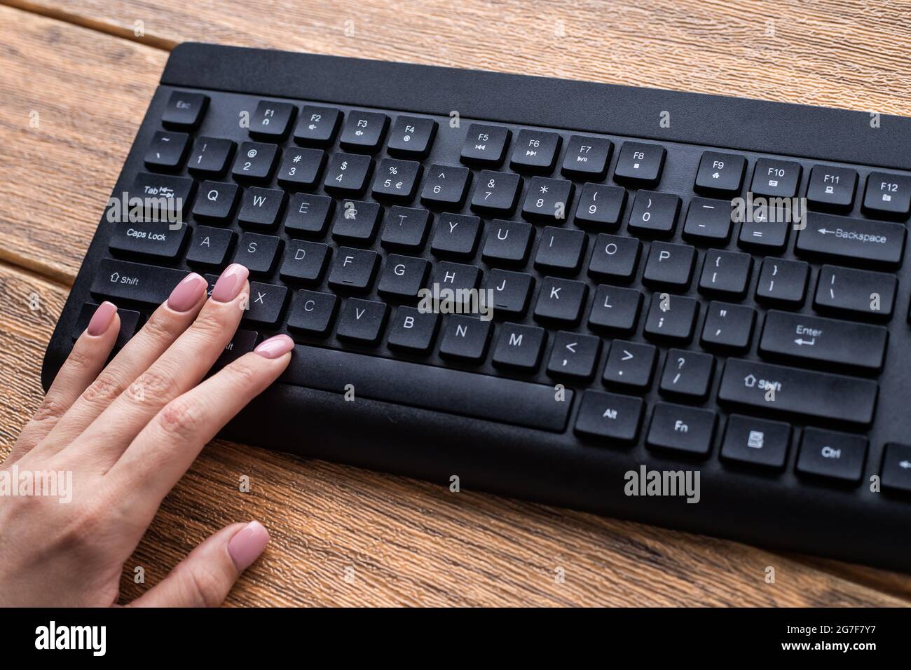 Hands Pointing Pressing Computer Keyboard Keys Typewriting New Ideas. Fingers Tapping Typing