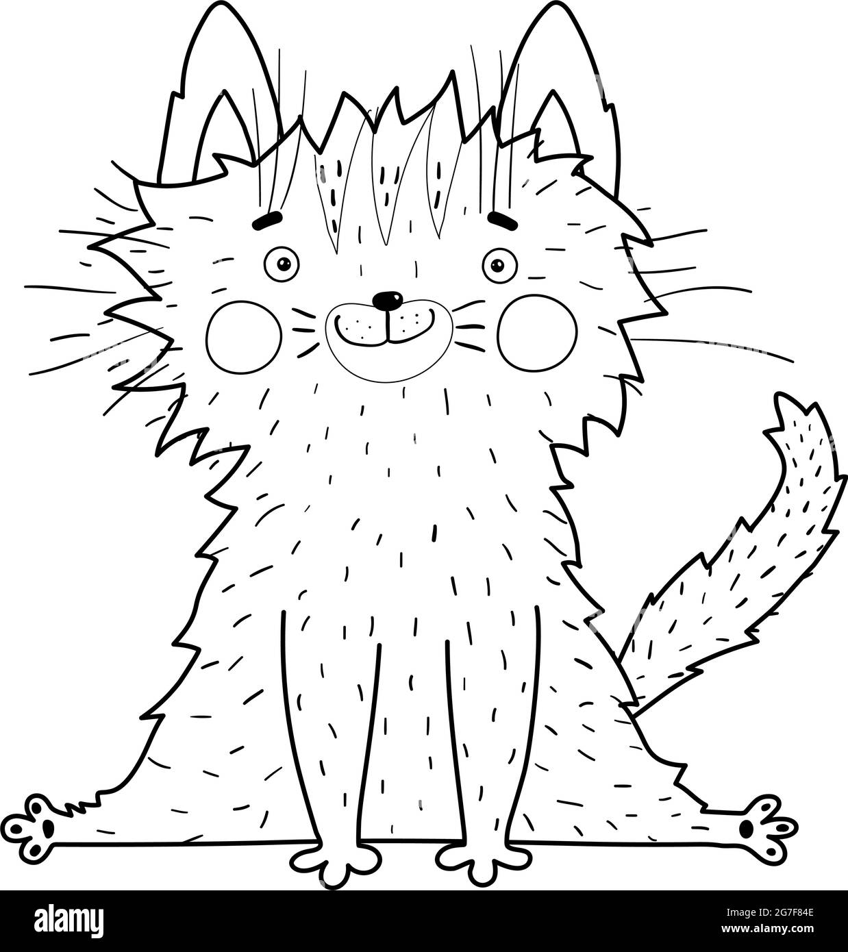 Cute Cat or Kitten Outline Coloring Book Page Stock Vector