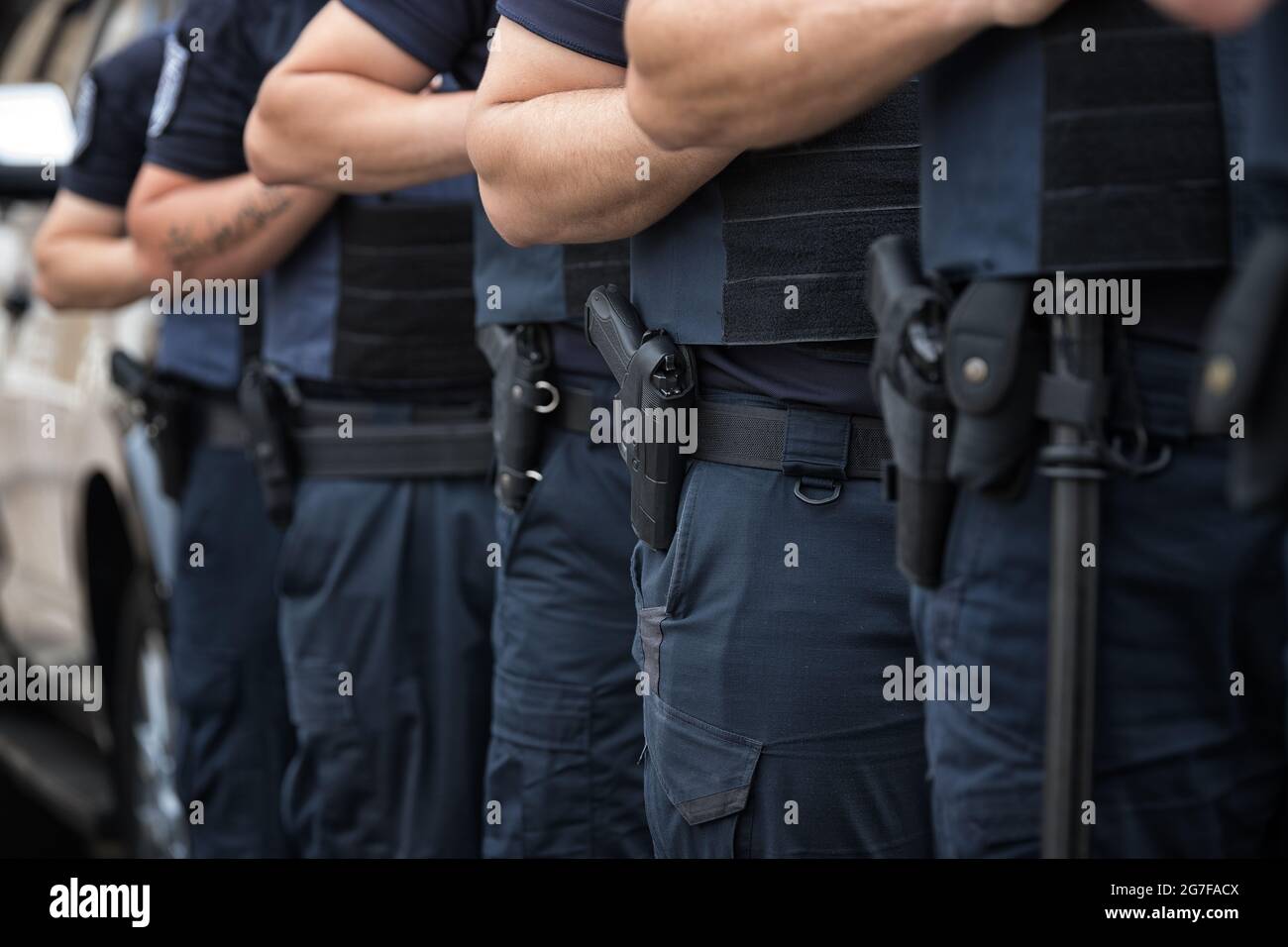 Soldiers security in the ranks, ammunition equipment and weapons, with