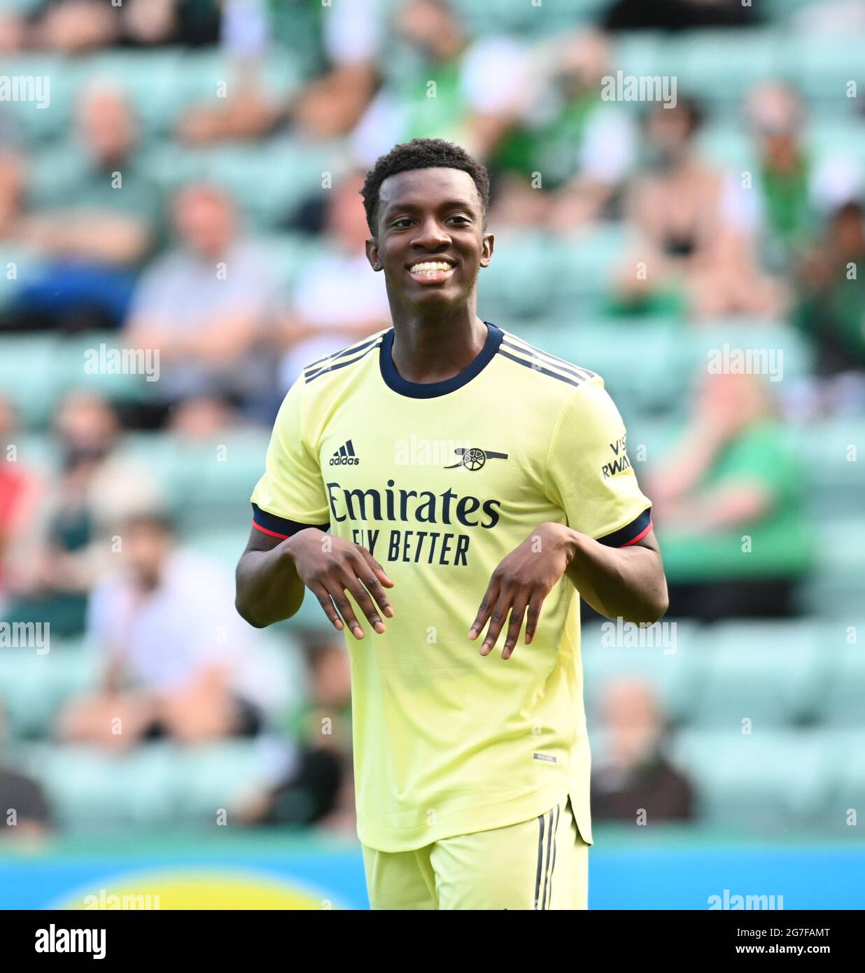 Easter Road Stadium .Edinburgh .Scotland. UK .13th July 21 Hibernian vs Arsenal Pre Season friendly match . Arsenal Eddie Nketiah Credit: eric mccowat/Alamy Live News Stock Photo