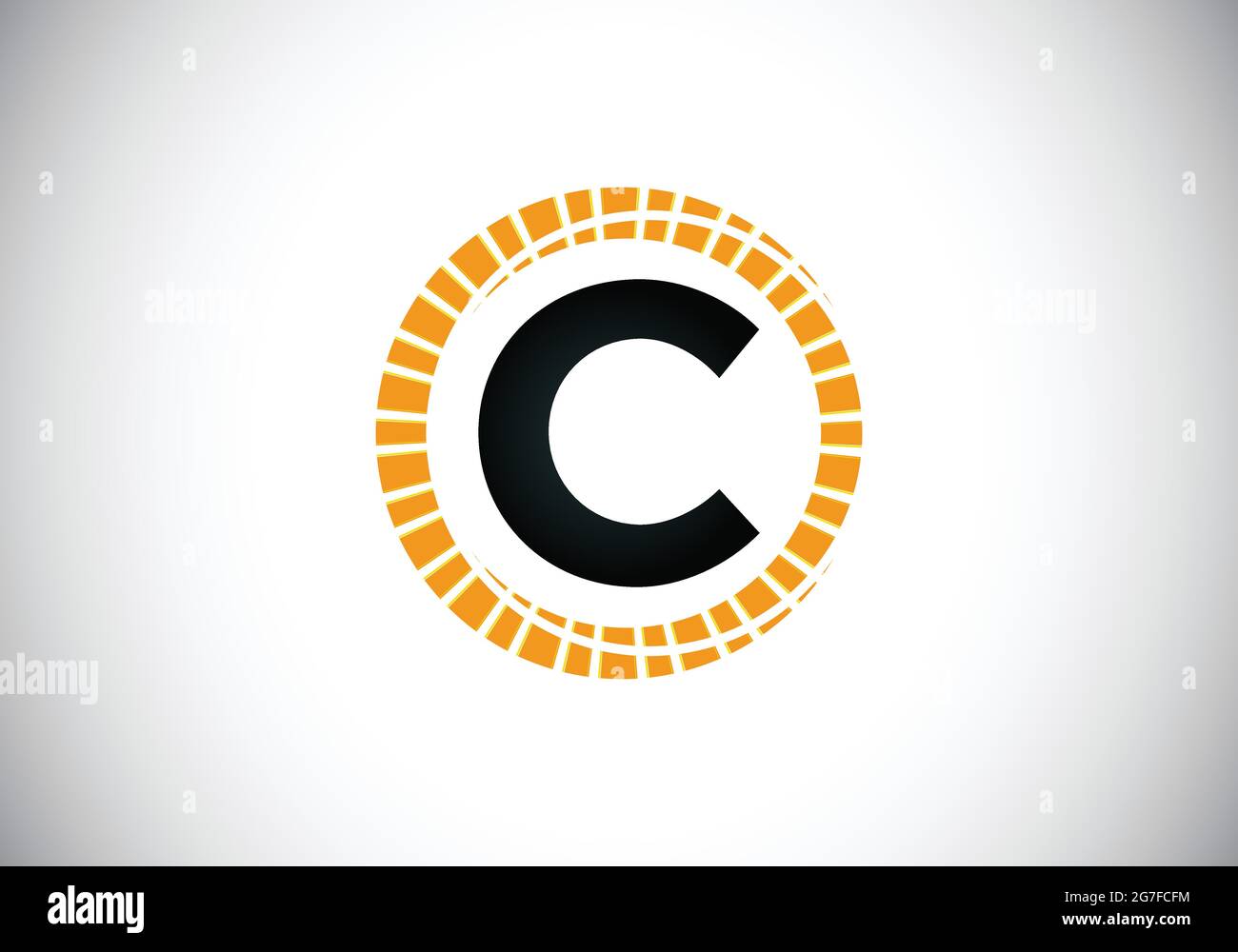 Initial C monogram letter alphabet in an abstract sunburst circle. Font ...