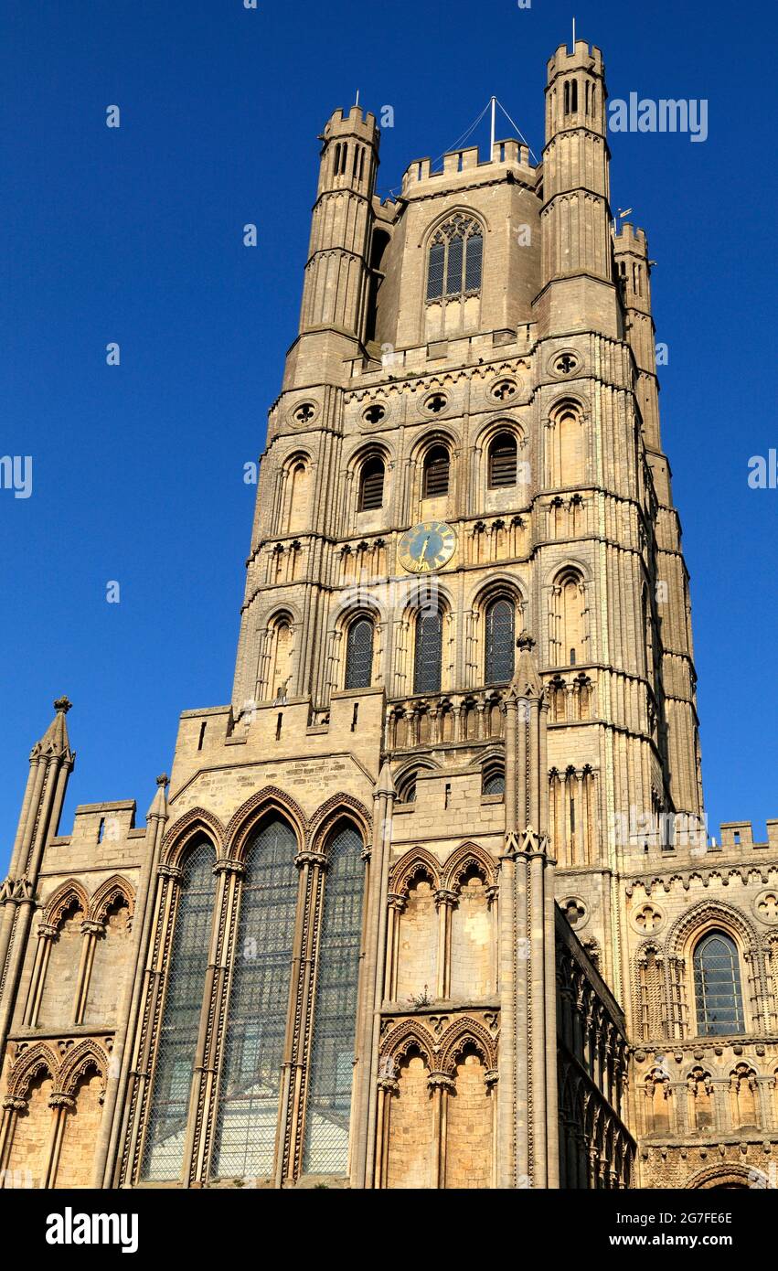 Ely Cathedral, West Tower, medieval architecture, Cambridgeshire, England, UK Stock Photo