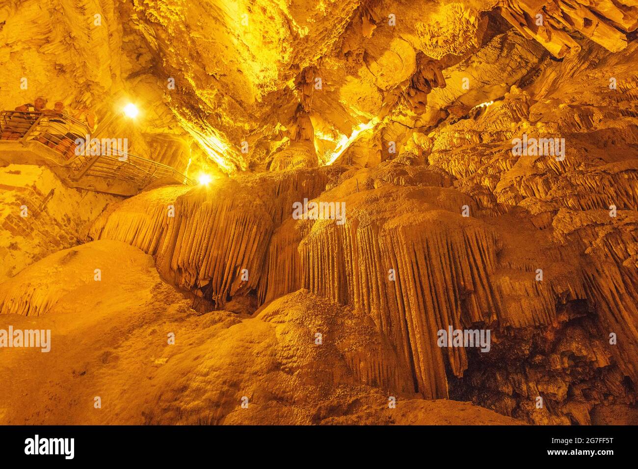 ANTIPAROS - GREECE, JUNE 2017: The famous cave of Antiparos is a hudge atmospheric cave which remains impressive with 300-plus concrete steps descendi Stock Photo