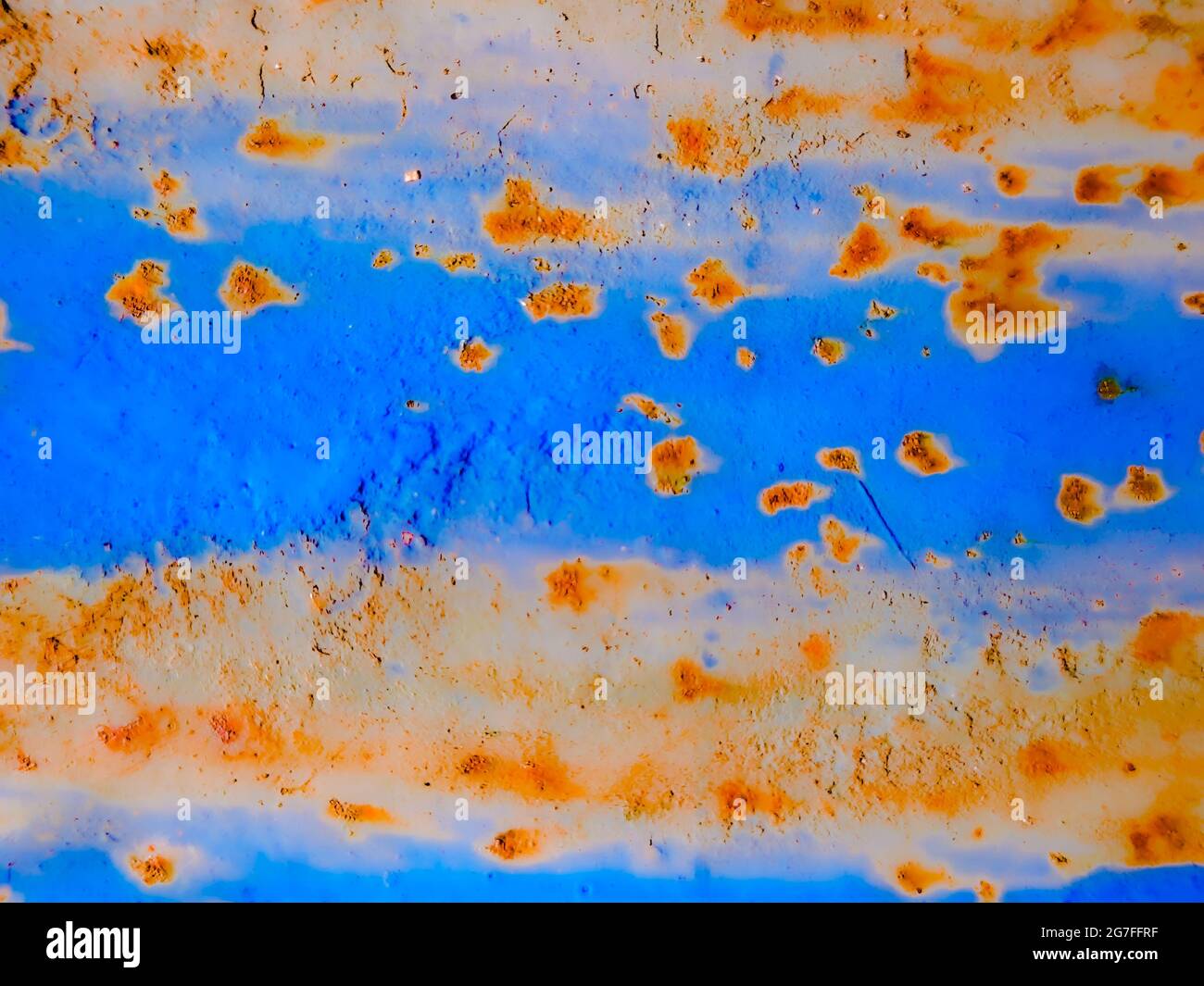 Abstract digital painting art with blotchy pattern in blue yellow brown