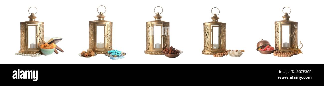 Muslim lamps on white background Stock Photo
