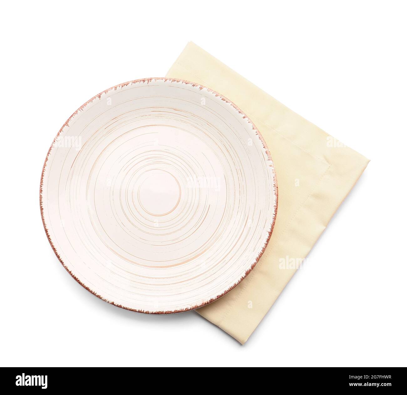 Fabric napkin and plate on white background Stock Photo - Alamy