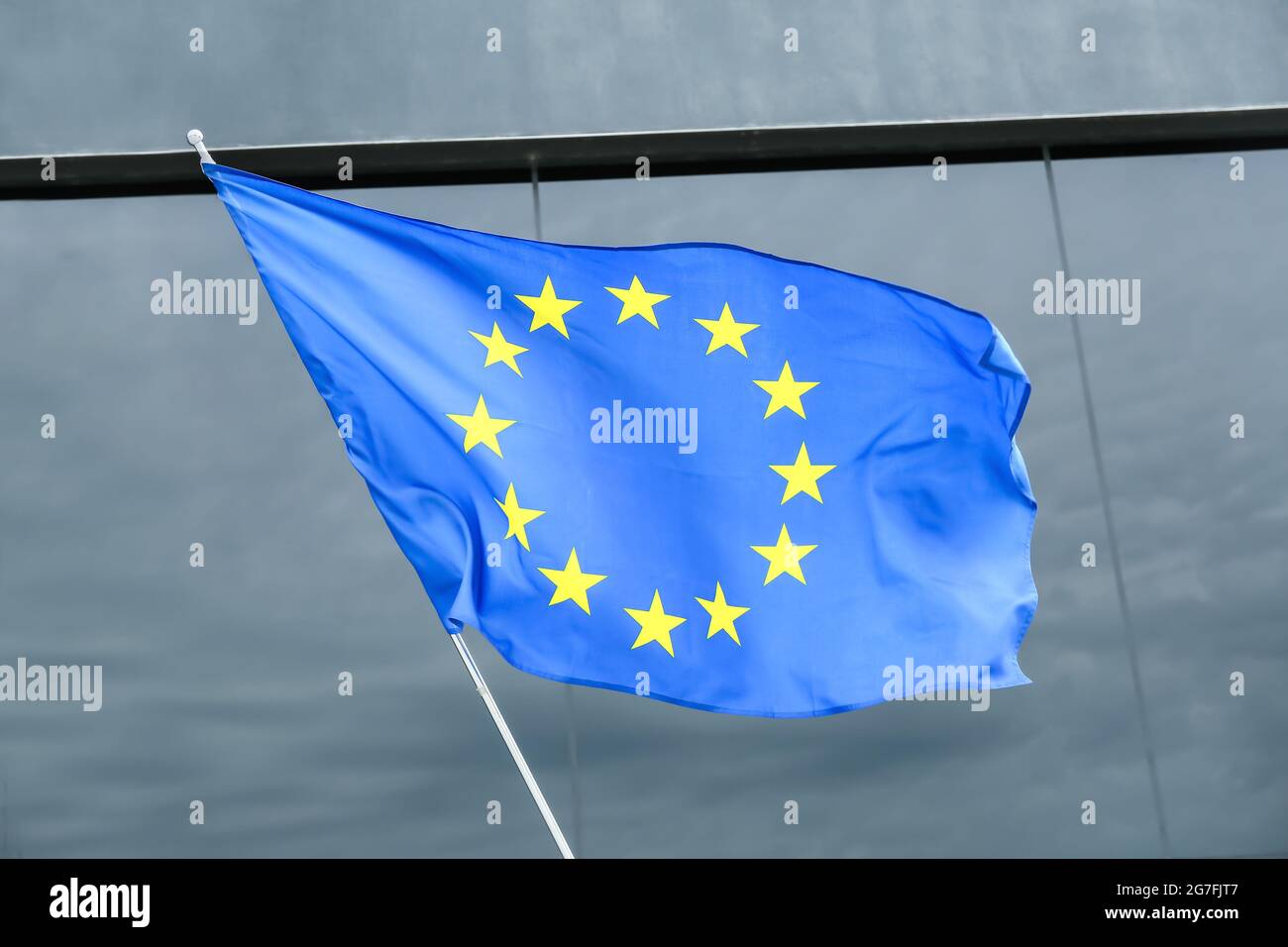 Waving flag of European Union outdoors Stock Photo - Alamy
