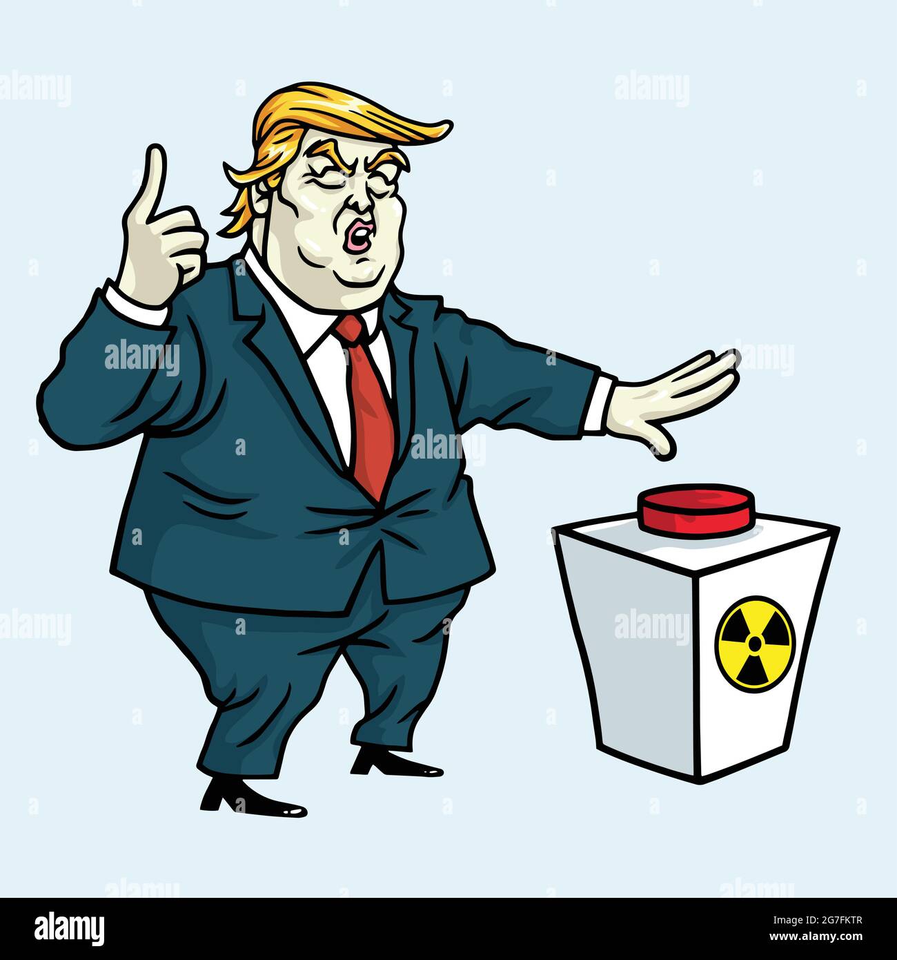 Donald Trump Shouting and Ready to Push the Red Button. Cartoon Vector  Illustration Stock Vector Image & Art - Alamy