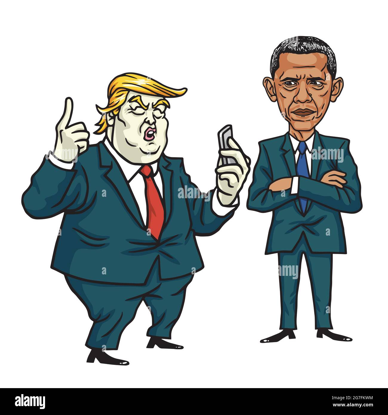 Donald Trump and Barack Obama. Cartoon Vector Illustration Stock Vector