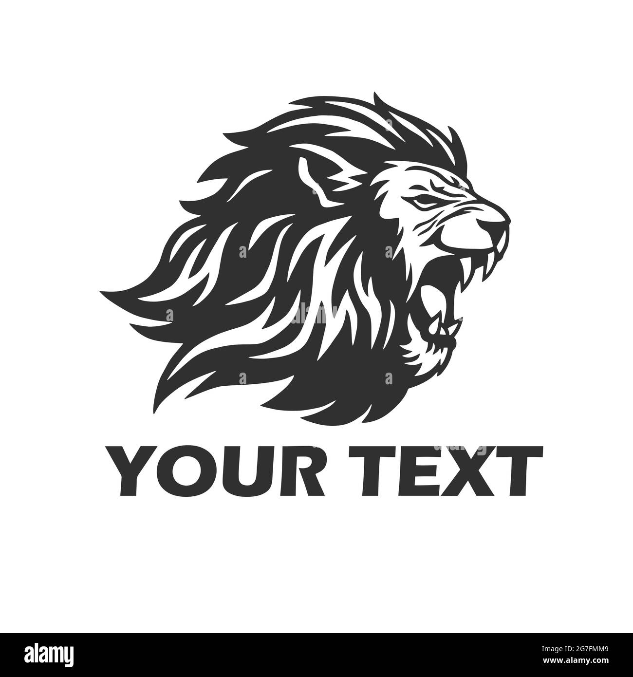 Lion Head Roaring. Mascot Logo Template Vector Stock Vector Image ...