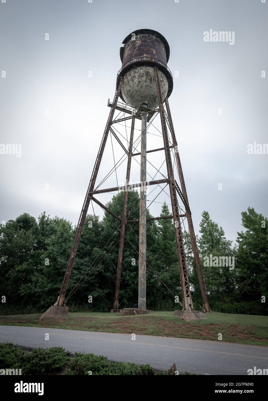 Rusty water tower in Greenville South Carolina Stock Photo