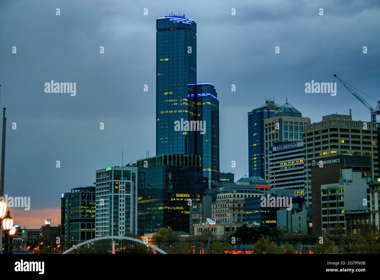 Melbourne city at dusk with the Rialto tower in 2004 Stock Photo