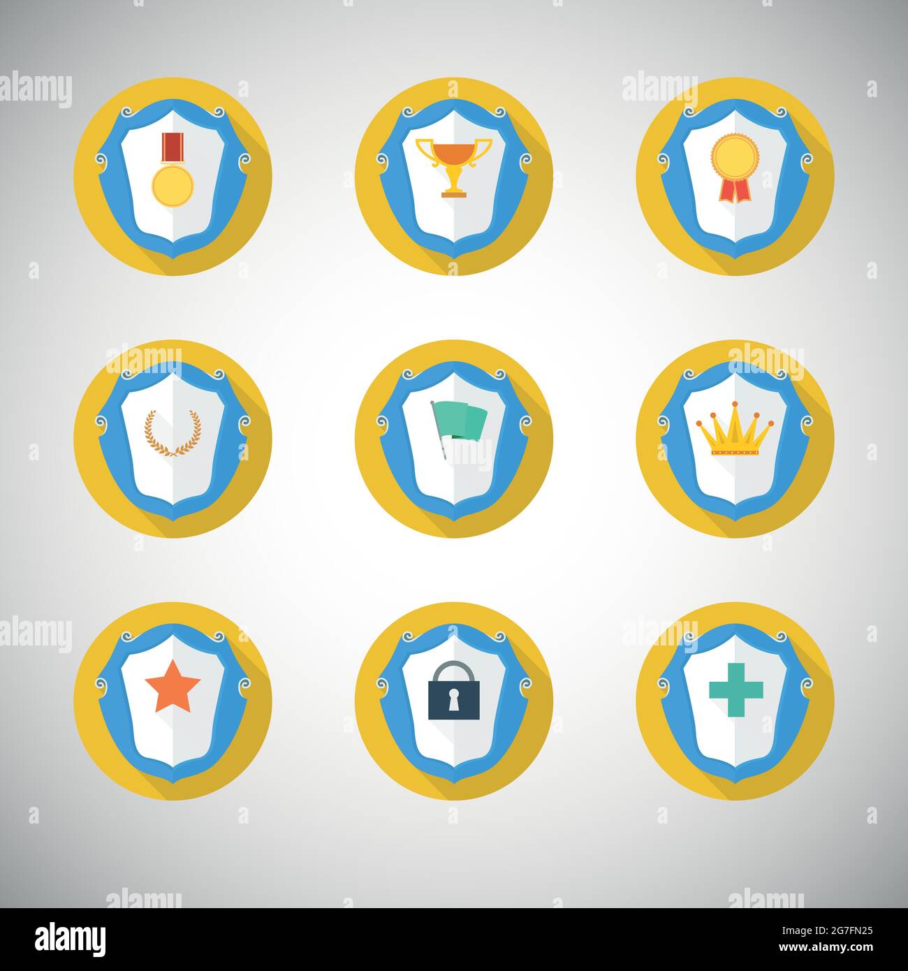Trophy and awards icons in flat design style Stock Vector