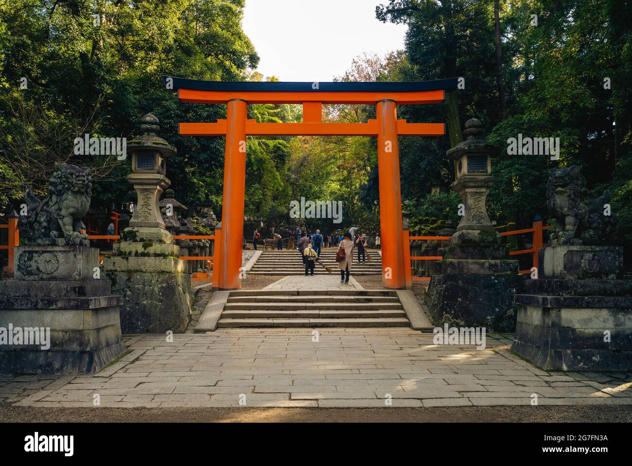 Kasuga Taisha, a shrine of one thousand lantern at nara, kansai, japan. Translation: night lantern Stock Photo