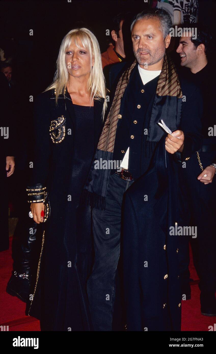 Donatella Versace and Gianni Versace attend the opening of "Gianni Versace:  Signatures" exhibition at the museum at the Fashion Institute of Technology  in New York City on November 5, 1992. Photo Credit: