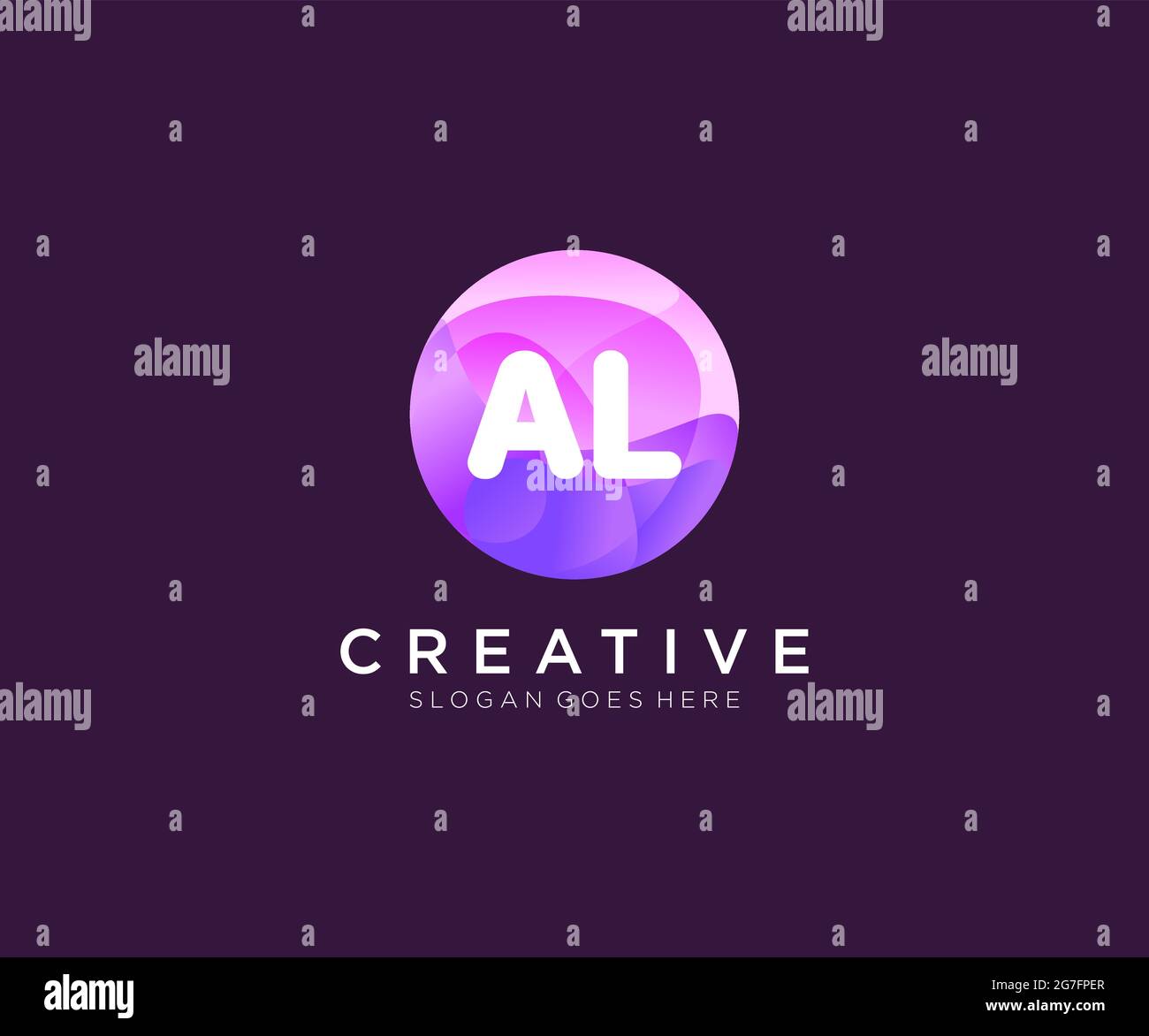 AL initial logo With Colorful Circle template Stock Vector