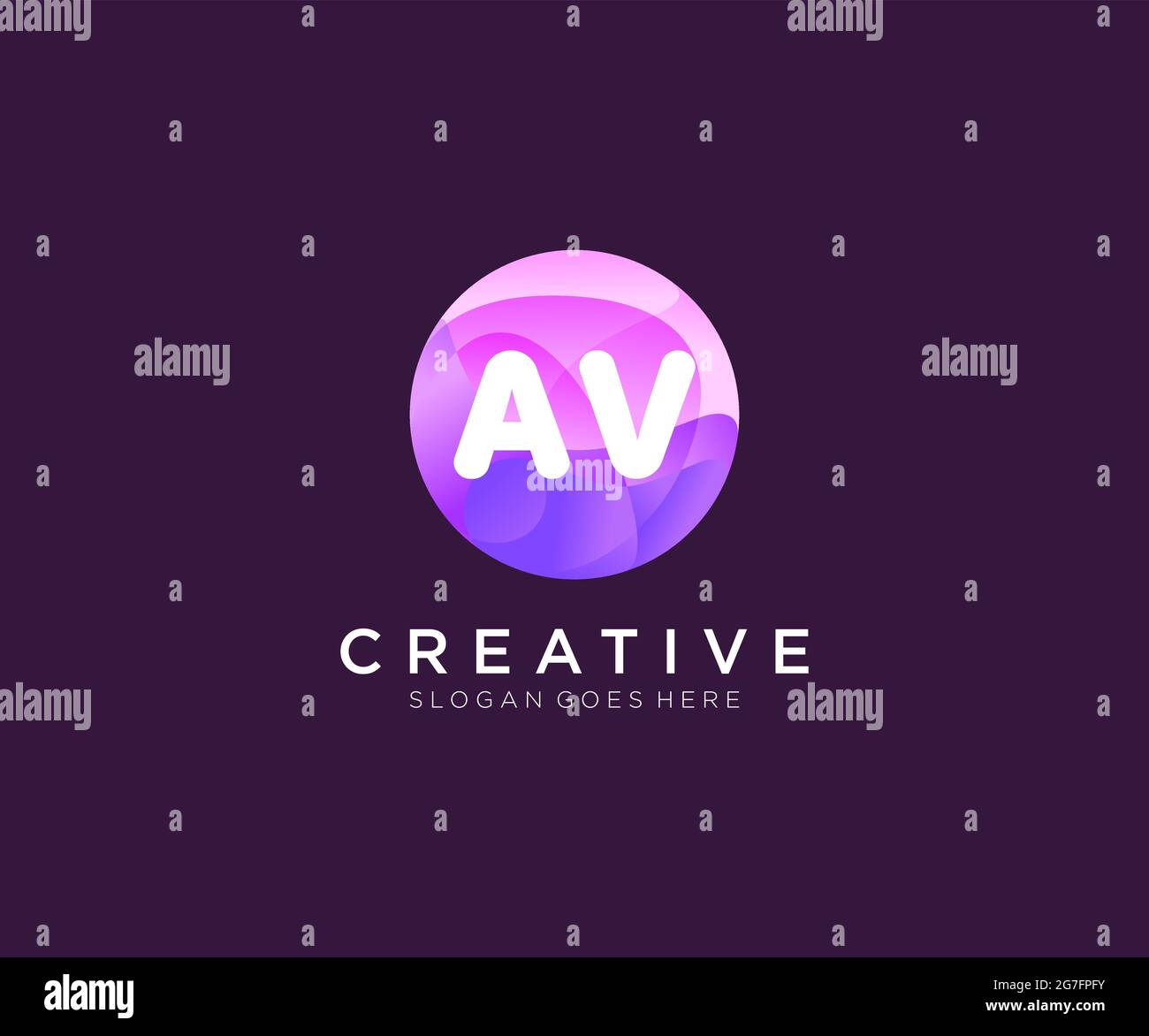 AV initial logo With Colorful Circle template Stock Vector