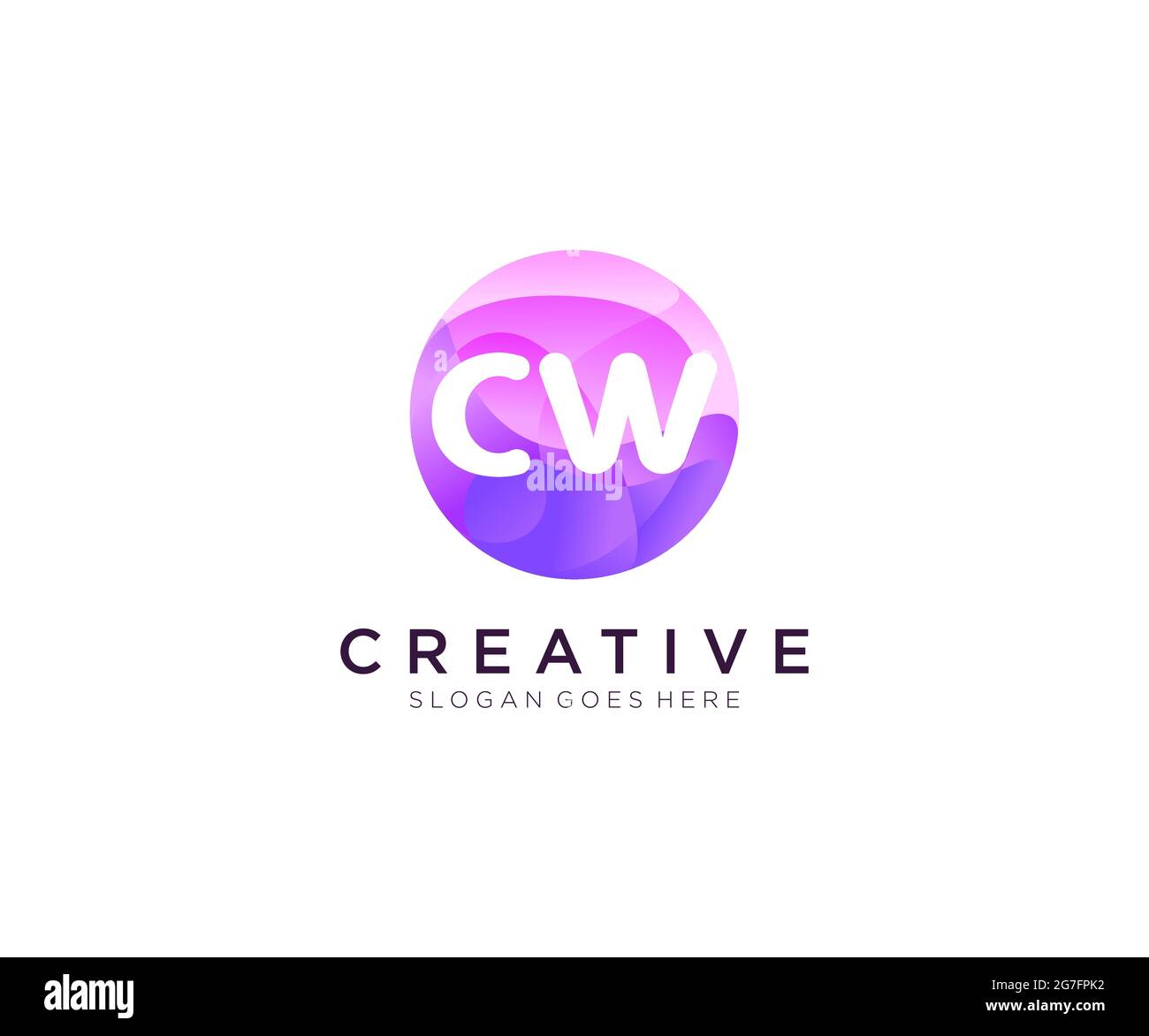 CW initial logo With Colorful Circle template Stock Vector