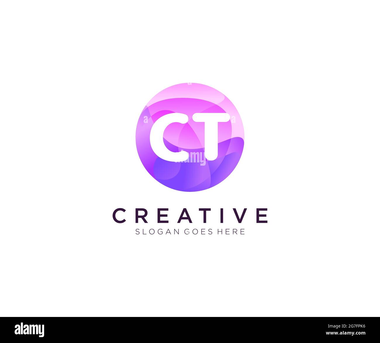 CT initial logo With Colorful Circle template Stock Vector