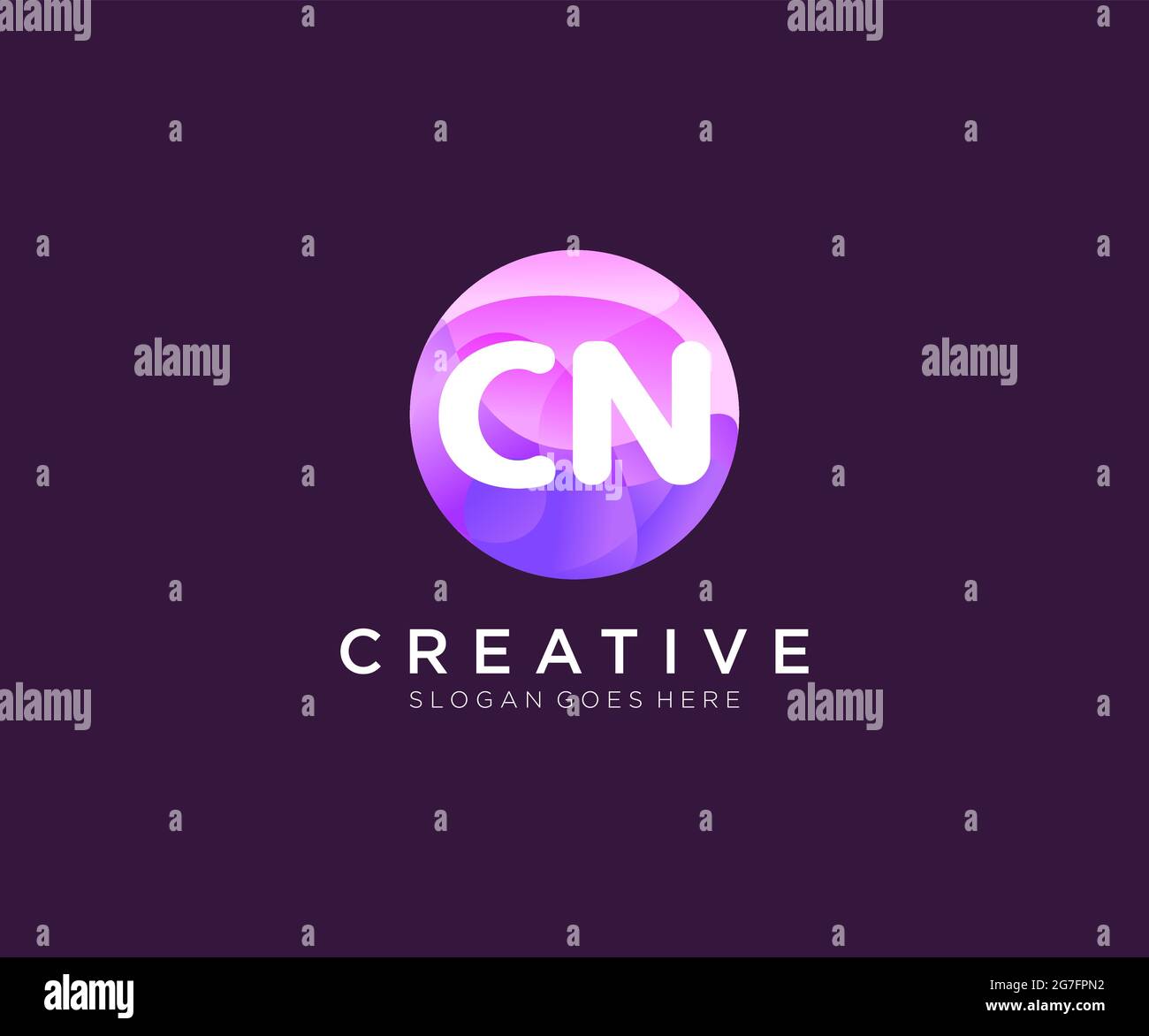 CN initial logo With Colorful Circle template Stock Vector
