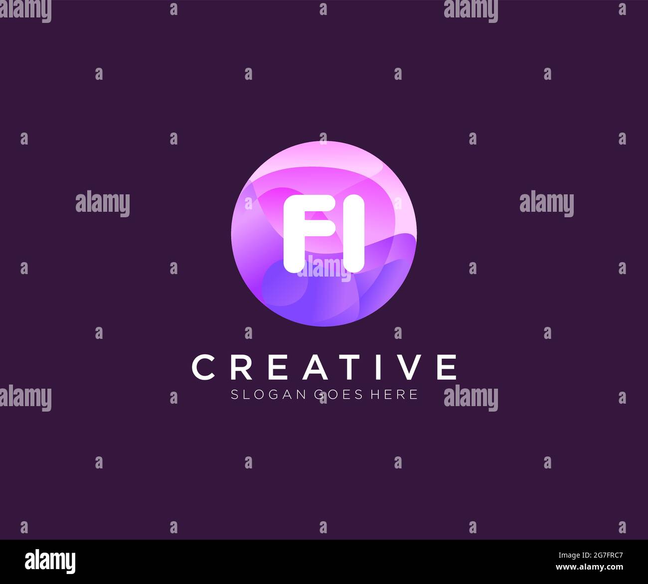 FI initial logo With Colorful Circle template Stock Vector
