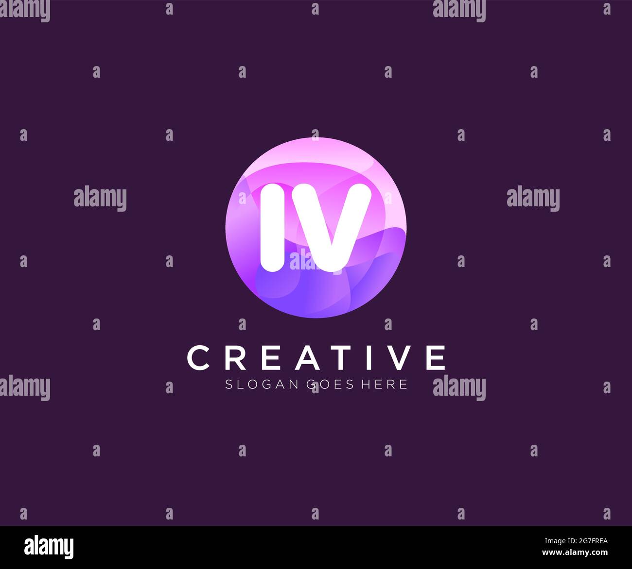 IV initial logo With Colorful Circle template Stock Vector