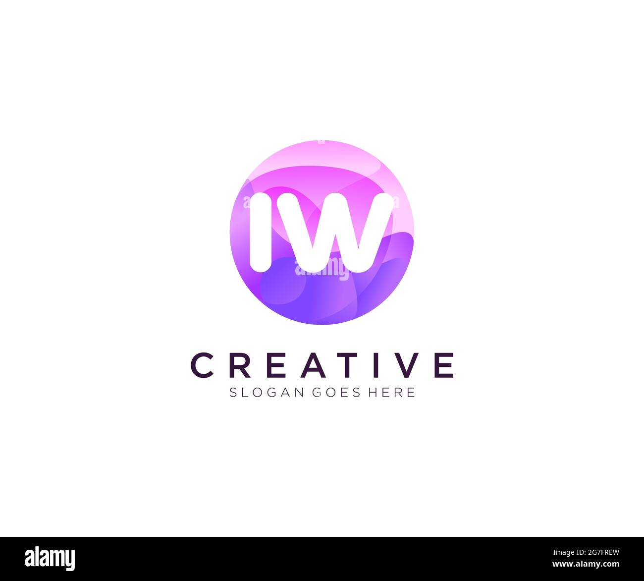 IW initial logo With Colorful Circle template Stock Vector