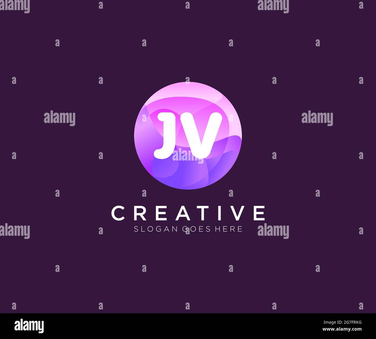 JV initial logo With Colorful Circle template Stock Vector