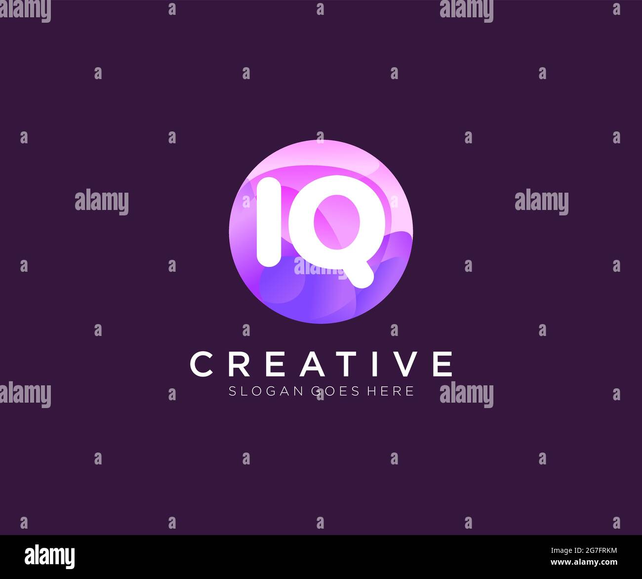IQ initial logo With Colorful Circle template Stock Vector