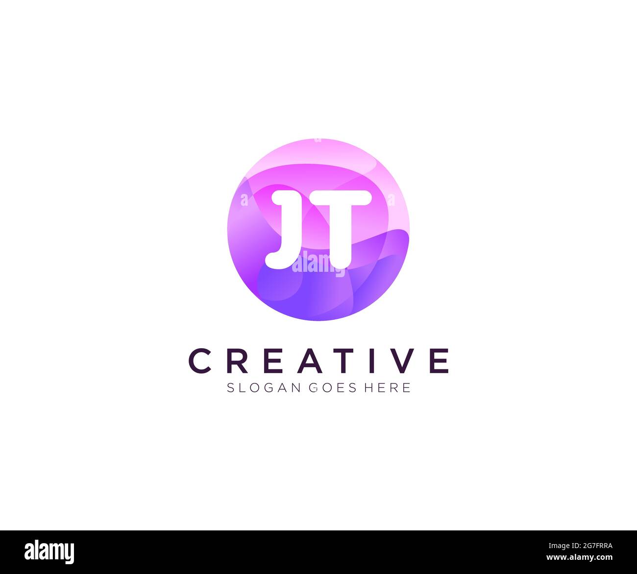 JT initial logo With Colorful Circle template Stock Vector