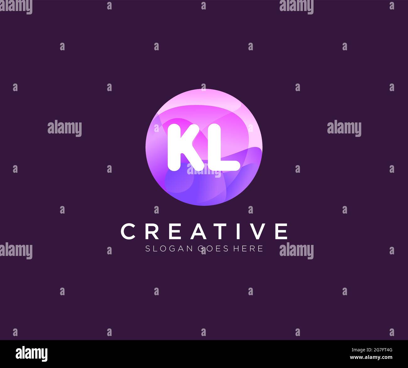 KL initial logo With Colorful Circle template Stock Vector